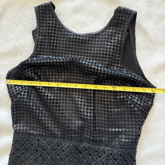 Leon Max Limited Edition Metallic Black Laser Cut Mini Dress Size 2 - Picture 5 of 10